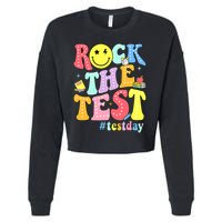 Rock The Test Testing Day Retro Motivational Teacher Student Cropped Pullover Crew