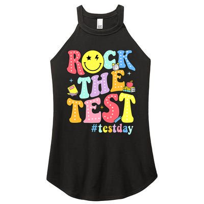 Rock The Test Testing Day Retro Motivational Teacher Student Women's Perfect Tri Rocker Tank