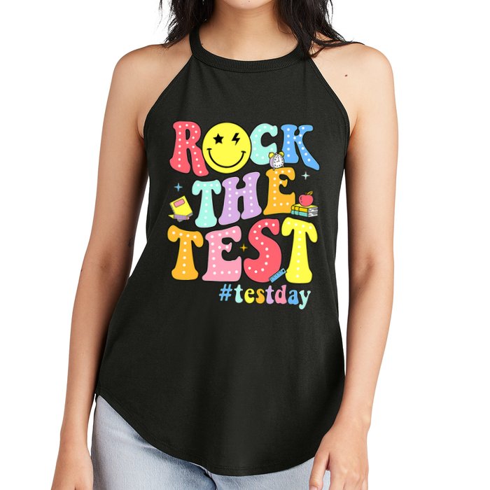 Rock The Test Testing Day Retro Motivational Teacher Student Women's Perfect Tri Rocker Tank