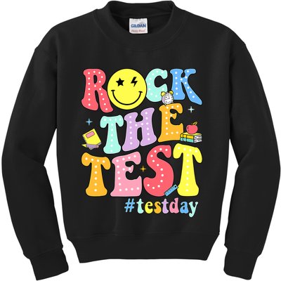 Rock The Test Testing Day Retro Motivational Teacher Student Kids Sweatshirt