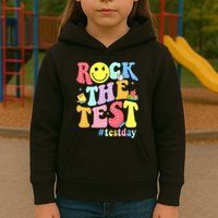 Rock The Test Testing Day Retro Motivational Teacher Student Kids Hoodie