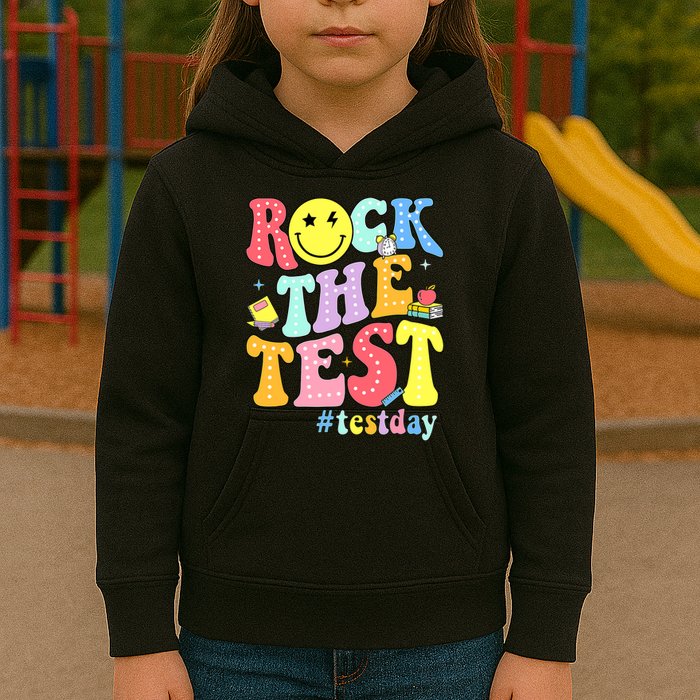 Rock The Test Testing Day Retro Motivational Teacher Student Kids Hoodie