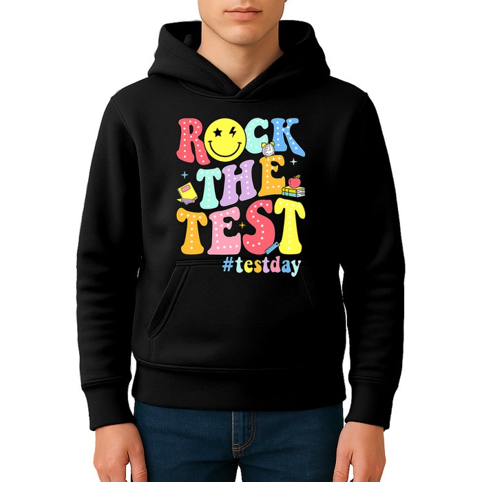 Rock The Test Testing Day Retro Motivational Teacher Student Kids Hoodie