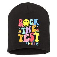 Rock The Test Testing Day Retro Motivational Teacher Student Short Acrylic Beanie
