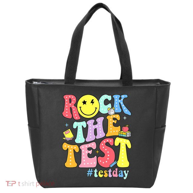 Rock The Test Testing Day Retro Motivational Teacher Student Zip Tote Bag