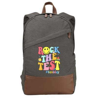 Rock The Test Testing Day Retro Motivational Teacher Student Cotton Canvas Backpack