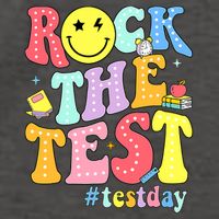 Rock The Test Testing Day Retro Motivational Teacher Student Vector Backpack