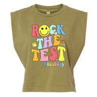 Rock The Test Testing Day Retro Motivational Teacher Student Garment-Dyed Women's Muscle Tee