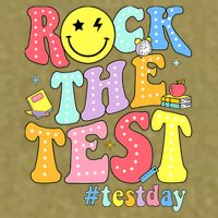 Rock The Test Testing Day Retro Motivational Teacher Student Garment-Dyed Women's Muscle Tee
