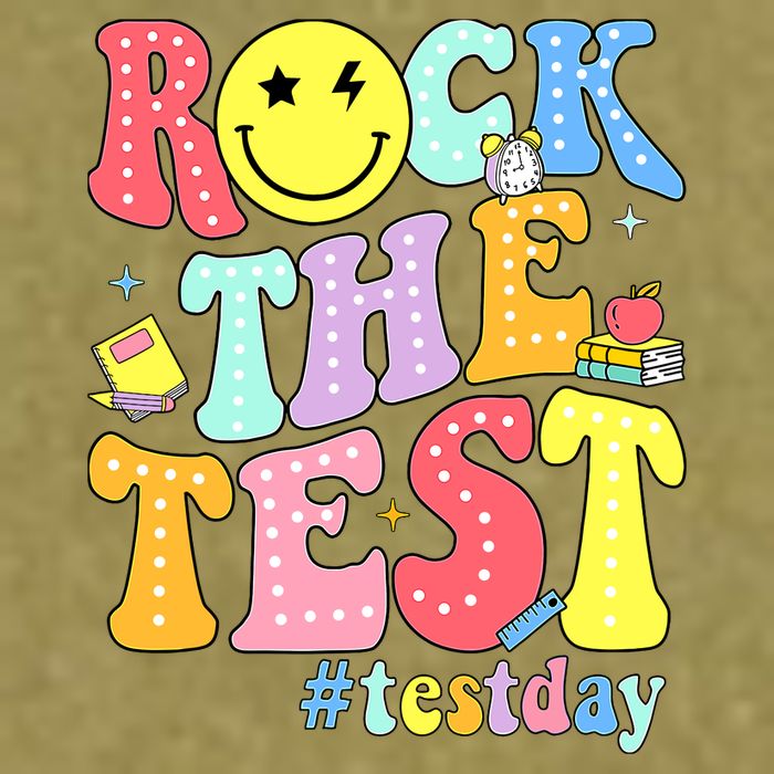 Rock The Test Testing Day Retro Motivational Teacher Student Garment-Dyed Women's Muscle Tee
