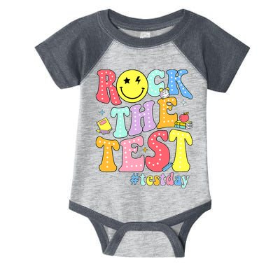 Rock The Test Testing Day Retro Motivational Teacher Student Infant Baby Jersey Bodysuit