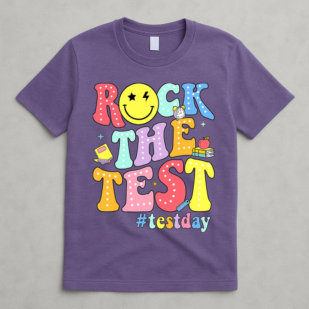 Rock The Test Testing Day Retro Motivational Teacher Student T-Shirt