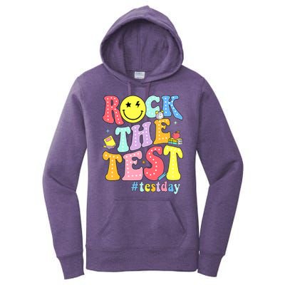 Rock The Test Testing Day Retro Motivational Teacher Student Women's Pullover Hoodie