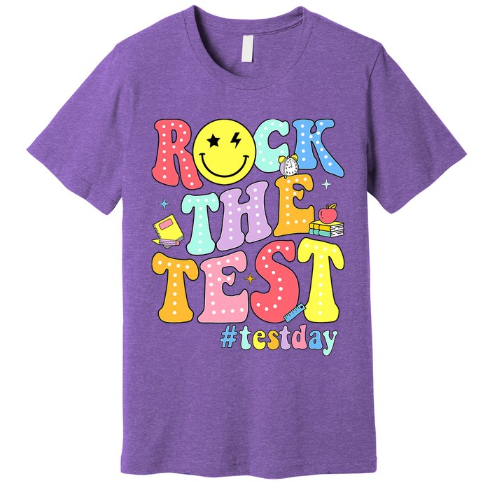 Rock The Test Testing Day Retro Motivational Teacher Student Premium T-Shirt