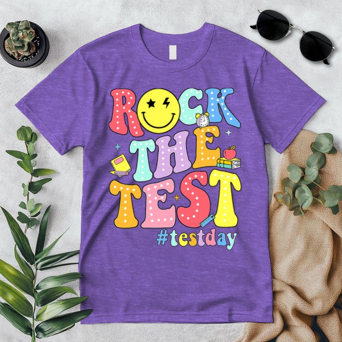 Rock The Test Testing Day Retro Motivational Teacher Student Premium T-Shirt