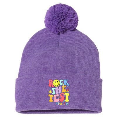 Rock The Test Testing Day Retro Motivational Teacher Student Pom Pom 12in Knit Beanie