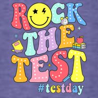 Rock The Test Testing Day Retro Motivational Teacher Student Pom Pom 12in Knit Beanie