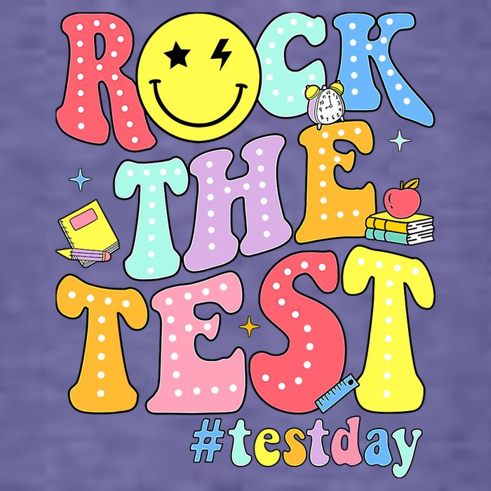 Rock The Test Testing Day Retro Motivational Teacher Student Pom Pom 12in Knit Beanie