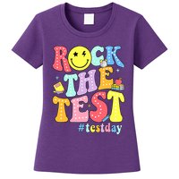 Rock The Test Testing Day Retro Motivational Teacher Student Womens T-Shirt