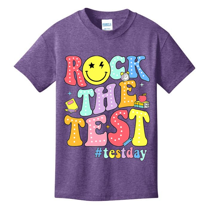 Rock The Test Testing Day Retro Motivational Teacher Student Kids T-Shirt