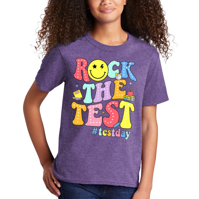 Rock The Test Testing Day Retro Motivational Teacher Student Kids T-Shirt