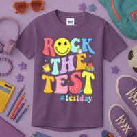 Rock The Test Testing Day Retro Motivational Teacher Student Kids T-Shirt