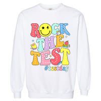 Rock The Test Testing Day Retro Motivational Teacher Student Garment-Dyed Sweatshirt