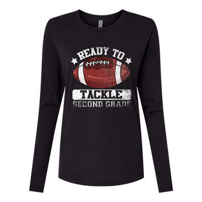 Ready To Tackle 2nd Second Grade Football Back To School Womens Cotton Relaxed Long Sleeve T-Shirt