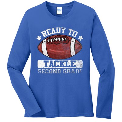 Ready To Tackle 2nd Second Grade Football Back To School Ladies Long Sleeve Shirt