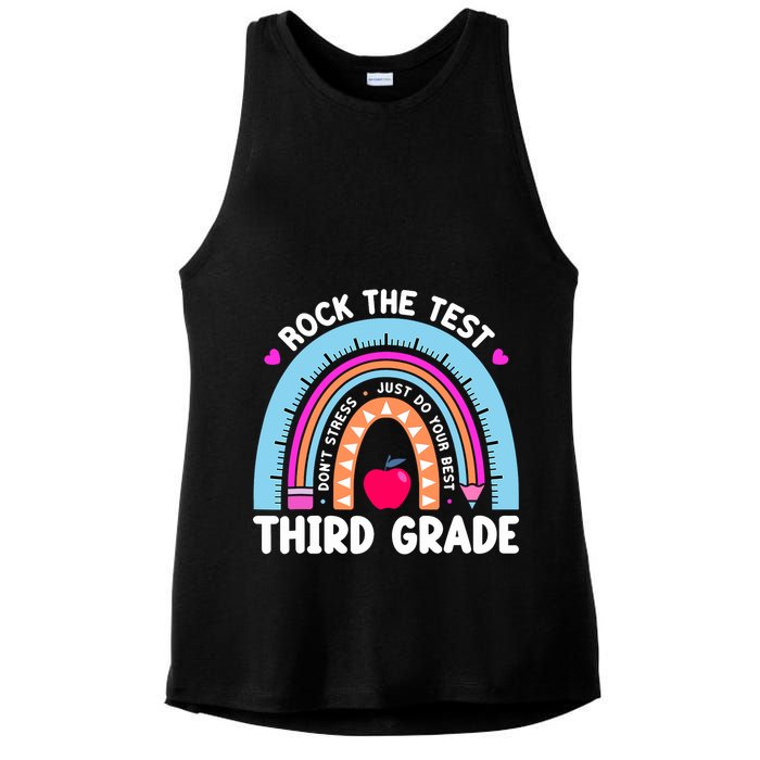Rock The Test Day 3Rd Grade Teacher Third Grade Testing Day Ladies PosiCharge Tri-Blend Wicking Tank