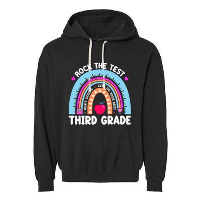 Rock The Test Day 3Rd Grade Teacher Third Grade Testing Day Garment-Dyed Fleece Hoodie