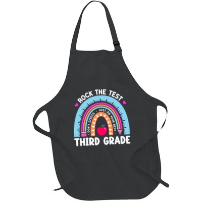 Rock The Test Day 3Rd Grade Teacher Third Grade Testing Day Full-Length Apron With Pockets