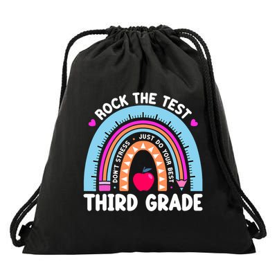 Rock The Test Day 3Rd Grade Teacher Third Grade Testing Day Drawstring Bag