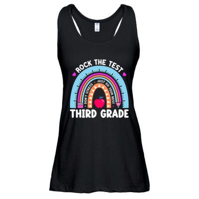 Rock The Test Day 3Rd Grade Teacher Third Grade Testing Day Ladies Essential Flowy Tank