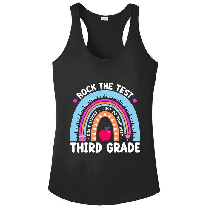Rock The Test Day 3Rd Grade Teacher Third Grade Testing Day Ladies PosiCharge Competitor Racerback Tank