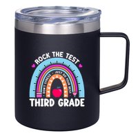 Rock The Test Day 3Rd Grade Teacher Third Grade Testing Day 12oz Stainless Steel Coffee Mug