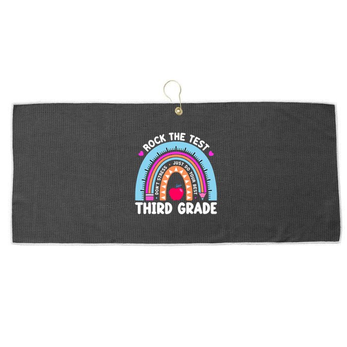 Rock The Test Day 3Rd Grade Teacher Third Grade Testing Day Large Microfiber Waffle Golf Towel