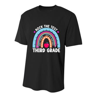 Rock The Test Day 3Rd Grade Teacher Third Grade Testing Day Youth Performance Sprint T-Shirt