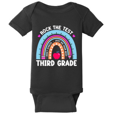 Rock The Test Day 3Rd Grade Teacher Third Grade Testing Day Baby Bodysuit