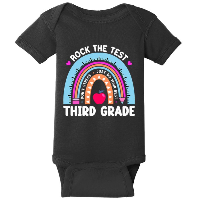 Rock The Test Day 3Rd Grade Teacher Third Grade Testing Day Baby Bodysuit