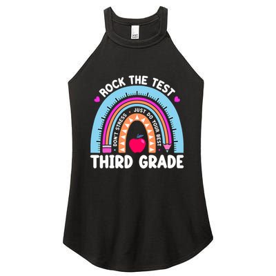 Rock The Test Day 3Rd Grade Teacher Third Grade Testing Day Women's Perfect Tri Rocker Tank