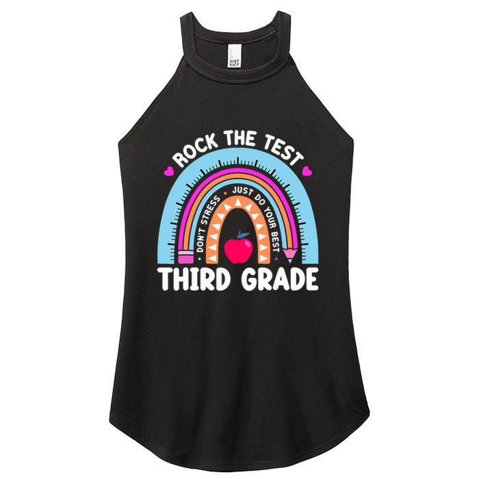 Rock The Test Day 3Rd Grade Teacher Third Grade Testing Day Women's Perfect Tri Rocker Tank