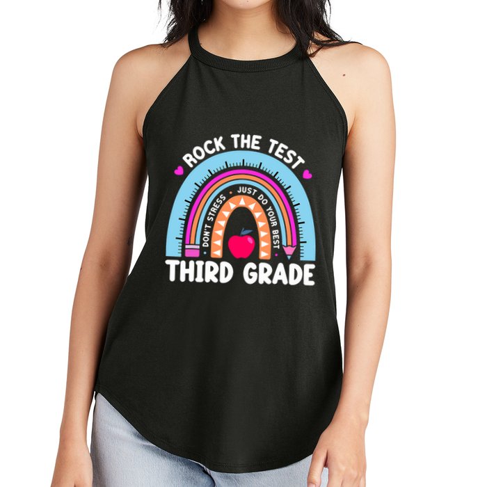 Rock The Test Day 3Rd Grade Teacher Third Grade Testing Day Women's Perfect Tri Rocker Tank