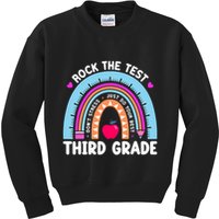 Rock The Test Day 3Rd Grade Teacher Third Grade Testing Day Kids Sweatshirt