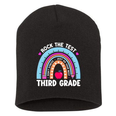 Rock The Test Day 3Rd Grade Teacher Third Grade Testing Day Short Acrylic Beanie