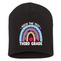 Rock The Test Day 3Rd Grade Teacher Third Grade Testing Day Short Acrylic Beanie