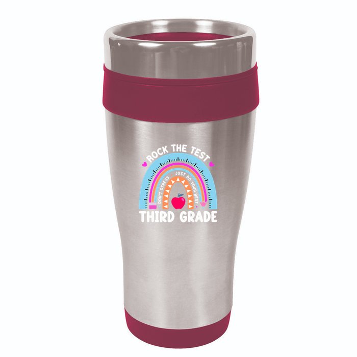 Rock The Test Day 3Rd Grade Teacher Third Grade Testing Day 16oz Travel Tumbler