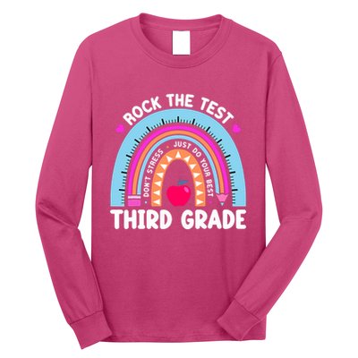 Rock The Test Day 3Rd Grade Teacher Third Grade Testing Day Long Sleeve Shirt