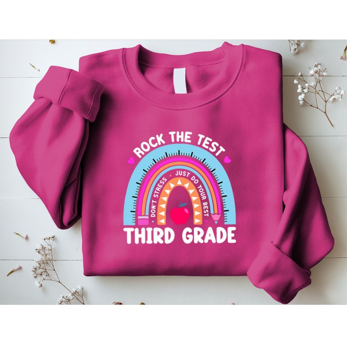 Rock The Test Day 3Rd Grade Teacher Third Grade Testing Day Sweatshirt