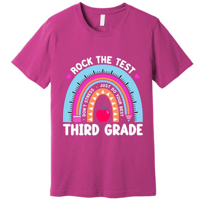 Rock The Test Day 3Rd Grade Teacher Third Grade Testing Day Premium T-Shirt